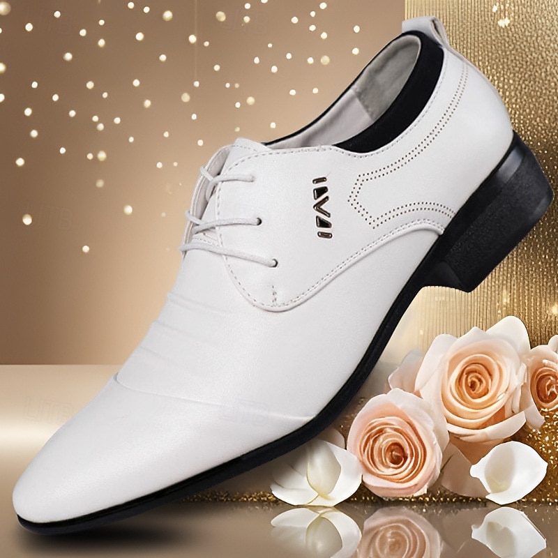 Men's White Lace-Up Formal Shoes - Elegant Dress Shoes for Weddings, Dance Parties and Special Occasions4