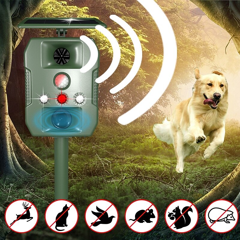 Solar Repeller High-power Ultrasonic Repeller Waterproof LED Voice Alarm Repeller
