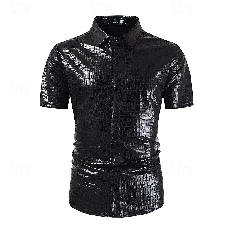 Retro Vintage 1980s T-shirt Shirt Disco Shiny Latex Patent Metallic Fancy Dress Men's Halloween Carnival Pride Parade Pride Month Adults' Shirt Summer4