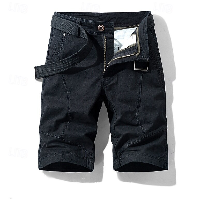 Men's Cargo Shorts Shorts Summer Shorts Work Shorts Golf Shorts Multi Pocket Button-Down Flap Pocket Plain Comfort Wearable Knee Length Outdoor Sport Daily Fashion Casual Black Yellow2