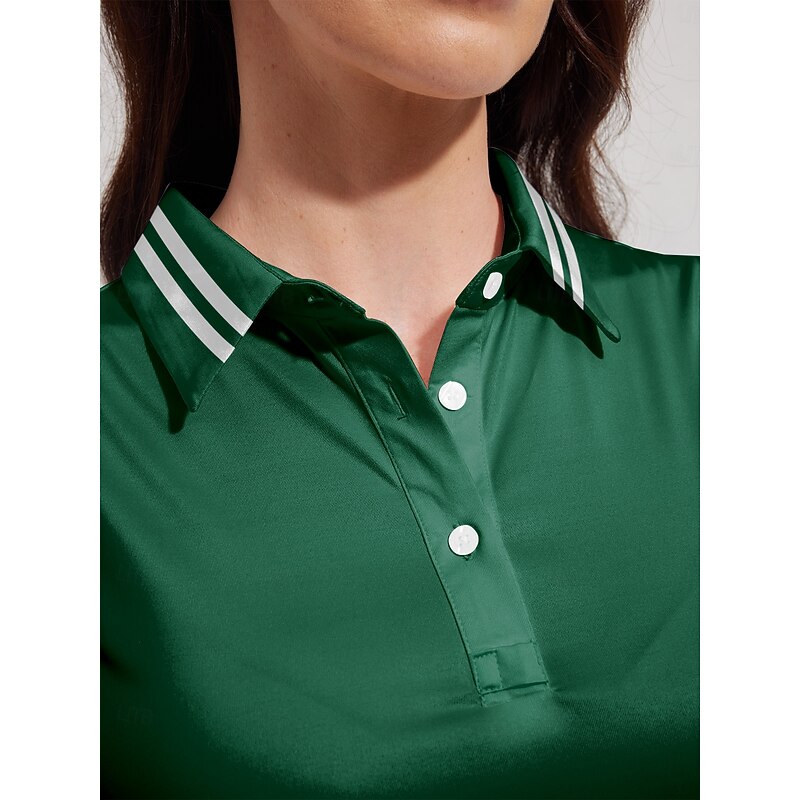 Women's Golf Polo Shirt Dark Green Short Sleeve Top Ladies Golf Attire Clothes Outfits Wear Apparel4