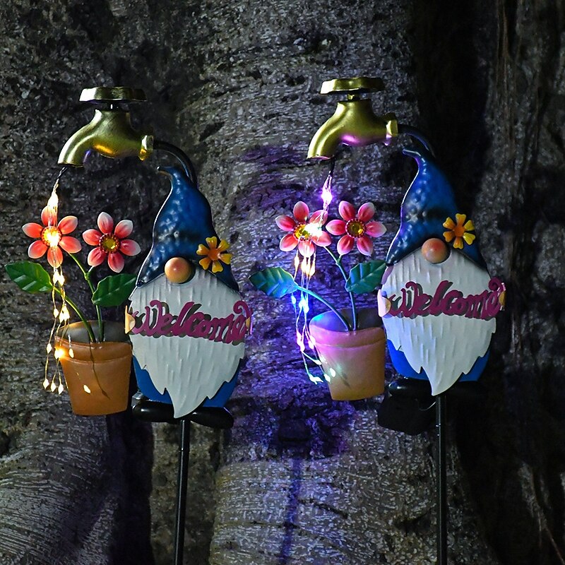 Solar Landscape Lights Faucets Courtyard Lights Outdoor Garden Lighting Cartoon Elf Lawn Lights Wrought Iron Shaped Lights Festive Atmosphere Surround Lights And Plug-In Lights  1PC2