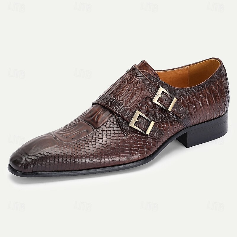 Men's Double Monk Strap Crocodile Embossed Dress Shoes – Statement Leather Kentucky Derby Shoes for Race Day and Garden Parties2