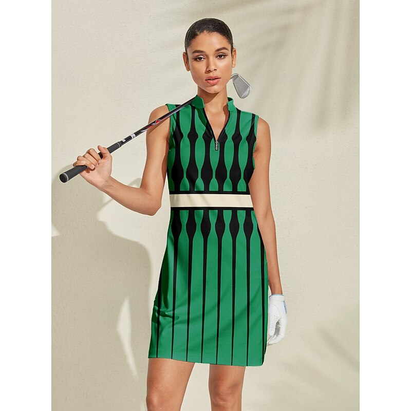 Women's Golf Dress Green Sleeveless Ladies Golf Attire Clothes Outfits Wear Apparel