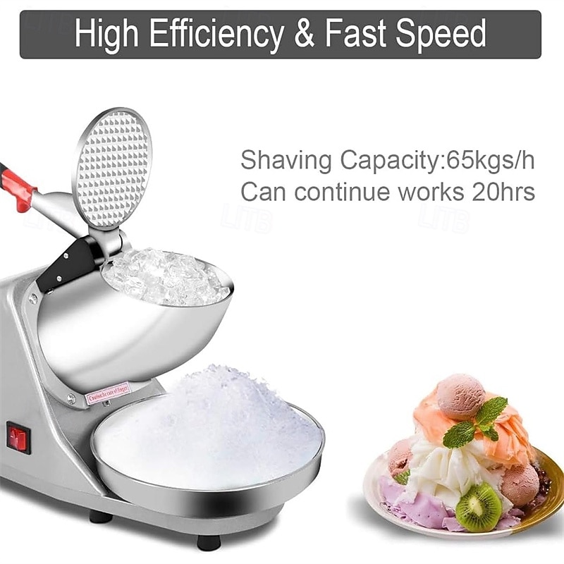 Electric Ice Crusher Crushed Ice Machine Snow Cone Maker with Stainless Steel Bowl Ice Shaver for Ice Cream, Cocktails, Cold Juice and Smoothies3