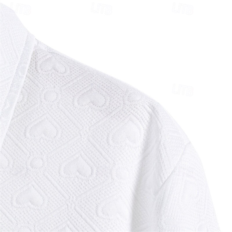 Men's Shirt Summer Shirt Casual Shirt Beach Shirt Button Up Shirt White Short Sleeve Solid / Plain Color Lapel Vacation Hawaiian Clothing Apparel Polyester Fashion Casual Comfortable4
