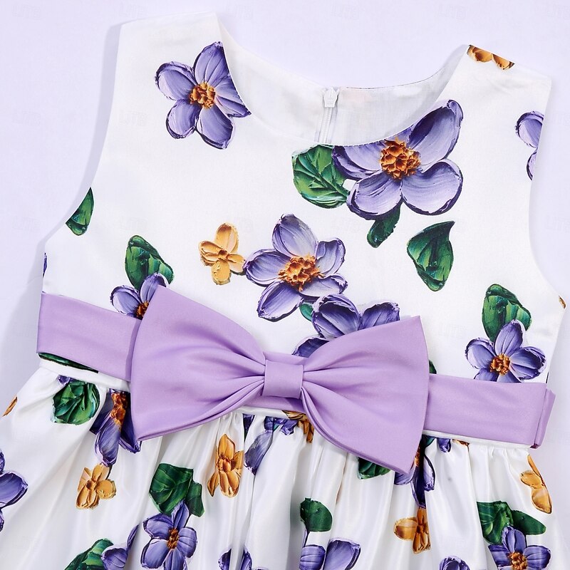Kids Girls' Party Dress Graphic Sleeveless Performance Special Occasion Princess Sweet Polyester Party Dress Summer Spring kids Purple4