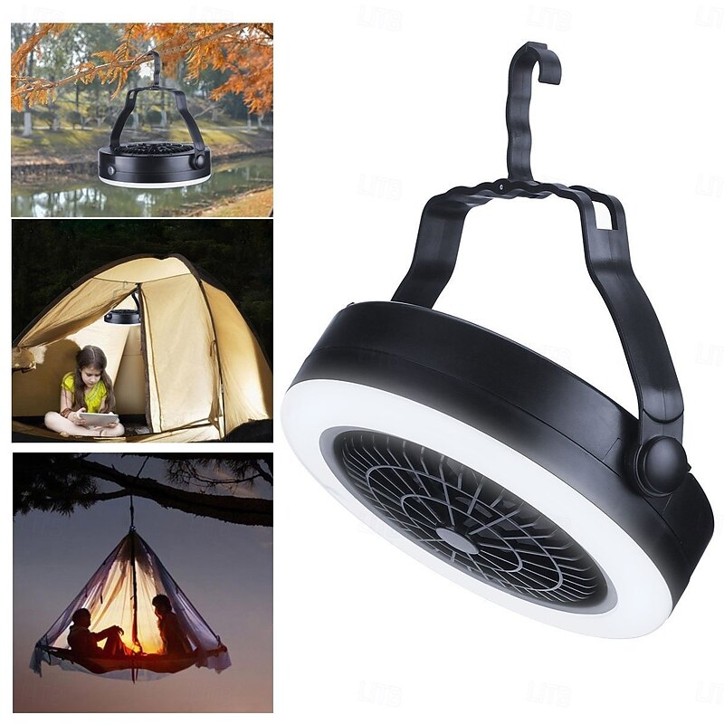 1 Pc Outdoor Camping Multifunctional Fan Light Usb AAA Battery Powered Dual-Purpose Model, Can Be Hung, Handheld Tent, Fishing, Office And Home Use2