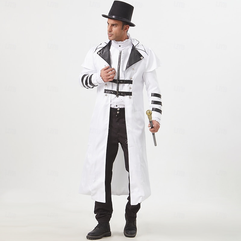 Punk & Gothic Victorian Steampunk Coat Cosplay Costume Outerwear Vampire Fancy Dress Men's Halloween Carnival LARP Ren Faire Adults Coat3