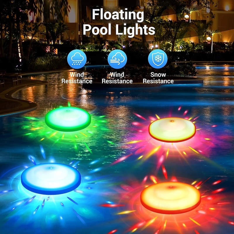 2 Pcs Ufo Shaped Underwater Pool Light Aaa Battery Powered Ip67 Waterproof 7-Color Changing Pool Party Atmosphere Light2