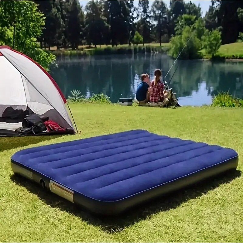 Pack of 1 Inflatable Mattress Household Single Double Thickened Lazy Bed Outdoor Portable Lunch Break Folding Air Mattress Bed Comfortable Outdoor Camping and Hiking2