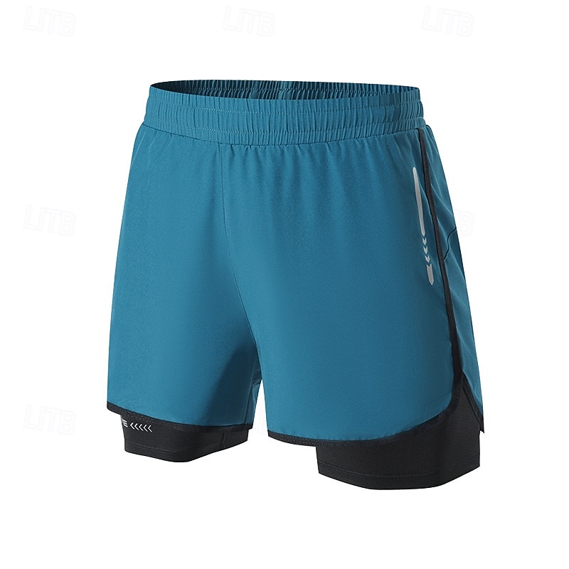 Men's Running Shorts Patchwork Outdoor Regular Fit Quick Dry Breathable Shorts Elastic Waist 2 in 1 Blue Grey Hunting Climbing Camping / Hiking / Caving M L XL XXL3