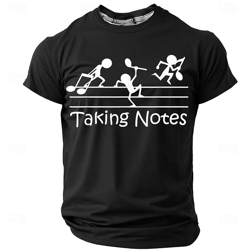 Men's Funny Music Pun T-Shirt - "Taking Notes" Graphic Short Sleeve Tee for Musicians & Music Lovers4