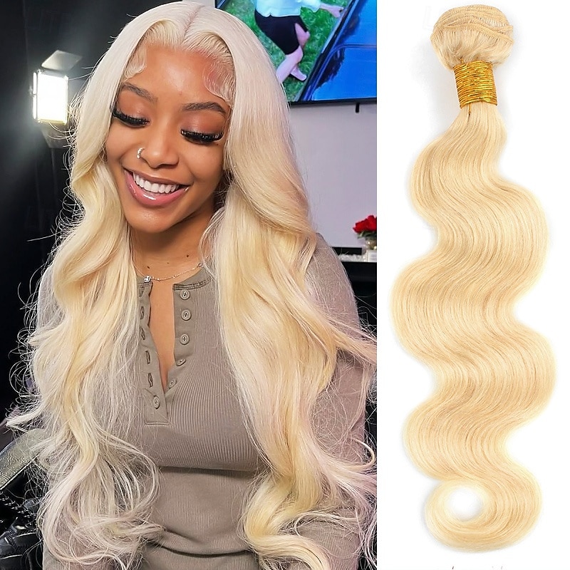 Brazilian Human Hair 613# Blonde Hair 1 Bundle Body Wave Human Hair 10-30 Inches