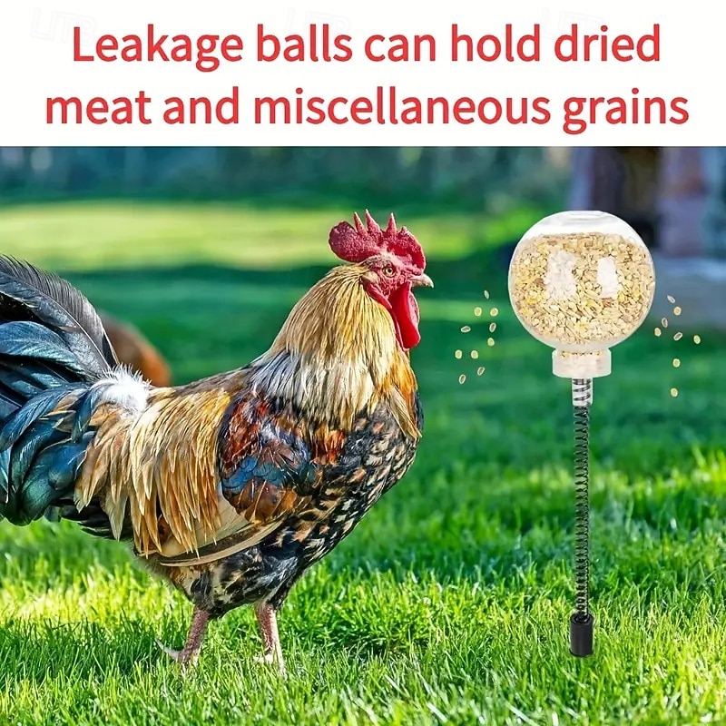 Pack of 2 Plastic Chicken Pecking Toys With Hanging Slow Feeder Poultry Ducks Birds Parrots Cats Squirrels - interactive Animal Toys4