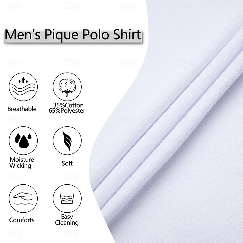 Men's Golf Shirt Pique Polo Shirt Work Business Lapel Ribbed Polo Collar Short Sleeve Basic Modern Color Block Pocket Summer Regular Fit White Burgundy Navy Blue Light Blue Golf Shirt3