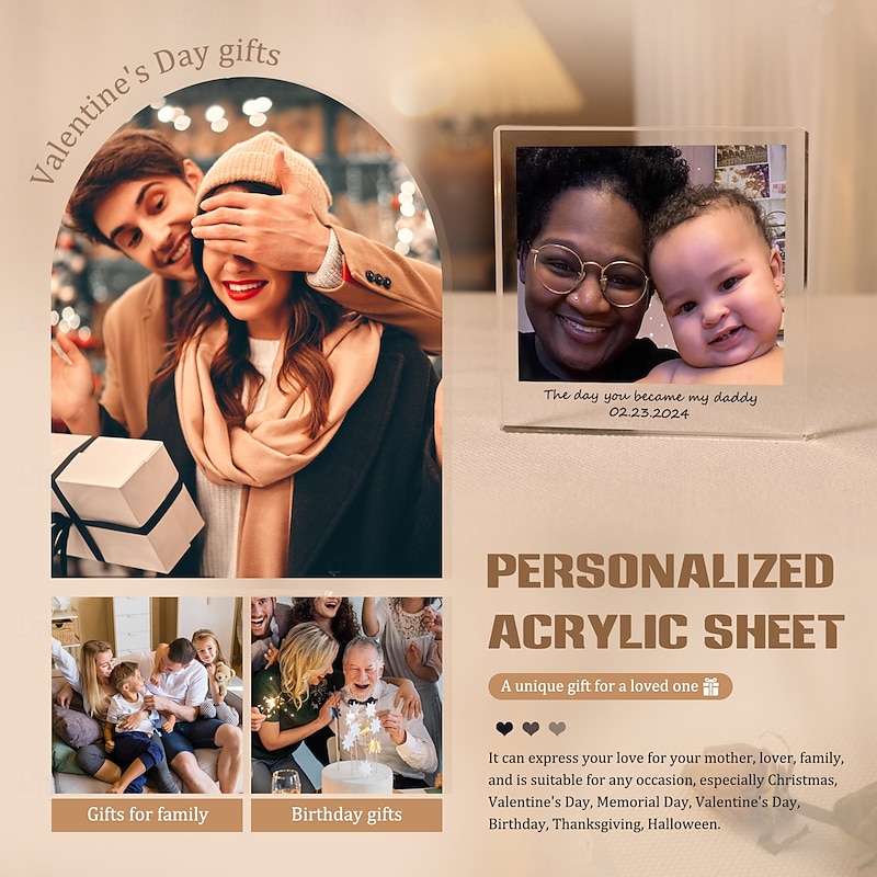 Personalized Photo Block Acrylic Custom Best Gift for Dad Father's Day Mother's Day Home Decoration Wedding Birthday3