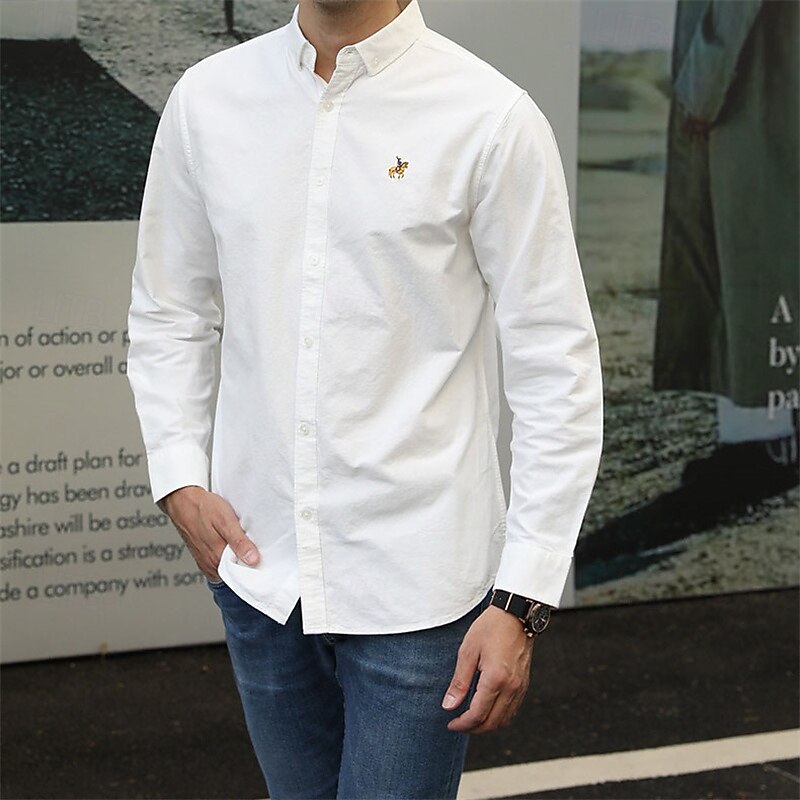 Men's Shirt Dress Shirt Button Up Shirt Printing Wedding Daily White Dark Navy Blue Gray Long Sleeve Turndown Spring &  Fall Clothing Apparel Button-Down