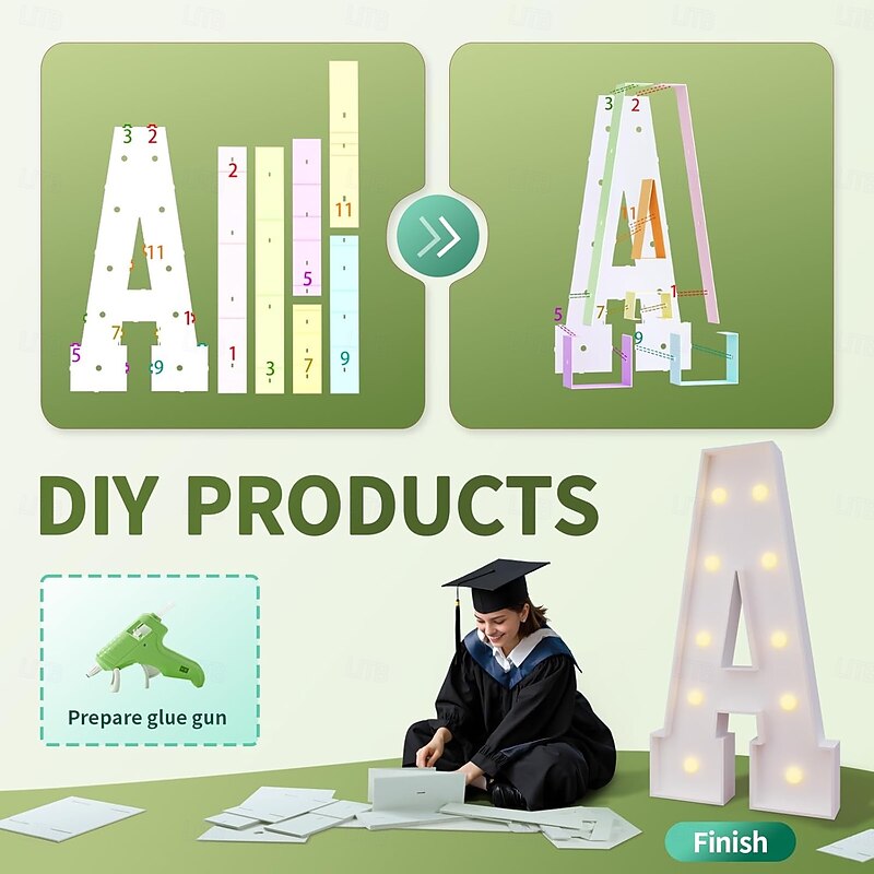 Graduation Decorations 60/90/120cm Large GRAD Light Up Letters Graduation Cap White GRAD Letter with Lights for Kindergarten Preschool High School College Grad Party3