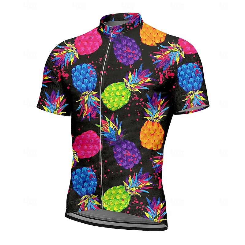 Men's Cycling Jersey Graphic Color Block Plants Short Sleeve Bike Tee Tshirt Top with 3 Rear Pockets UV Resistant Quick Dry Front Zipper Reflective Strips Sports Rainbow Clothing Apparel