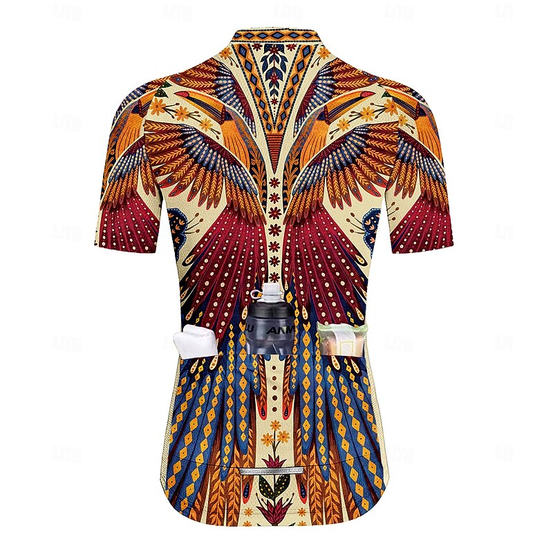 Women's Cycling Jersey Graphic Animal Retro Short Sleeve Bike Jersey Top with 3 Rear Pockets Quick Dry Reflective Strips Back Pocket Moisture Wicking Sports Wine Red Clothing Apparel2