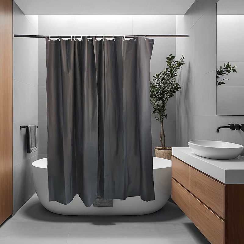 Shower Curtain, Waterproof PEVA Liner, 12 Hooks, Nordic Style Bathroom Decor, Beach Ocean Triangle/Plaid Print3