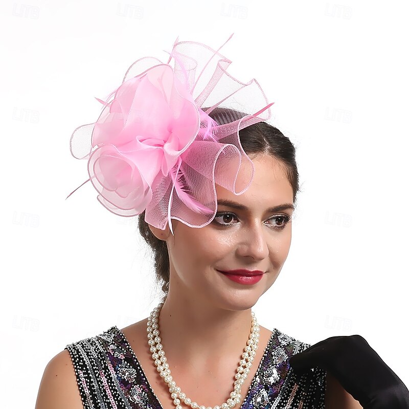 Headdress Organza Fedora Hat Wedding Evening Party Tea Party Horse Race Cocktail Elegant Vintage Cute With Floral Headpiece Headwear4