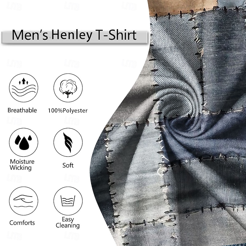 Men's Patchwork Vintage Tank Top Henley Shirt Sleeveless Vintage Fashion Designer Outdoor Casual Daily Summer Spring &  Fall Grey Blue Green Khaki Henley Henley T-Shirt2