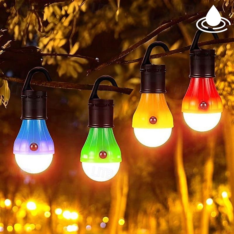 4pcs Camping Lanterns Portable LED Outdoor Waterproof Tent Lights 50LM Waterproof Camping for Backpacking Hiking Fishing Emergency Hanging Light Lightweight
