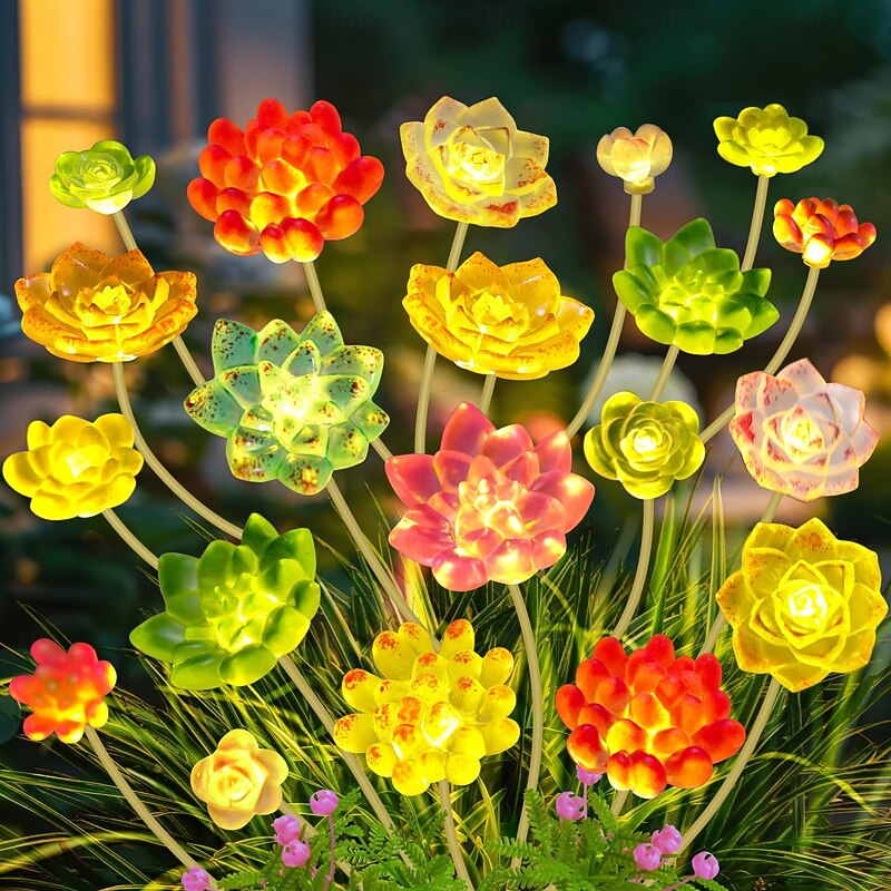 1 Pc outdoor solar simulation succulent ground plug-in lamp, courtyard garden, lawn path, landscape lamp, decorative lamp, gardening enthusiast's gift3
