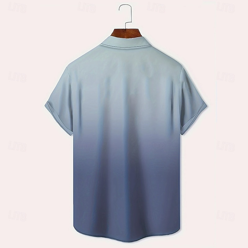 Men's Geometric Color Block Striped Shirt Casual Shirt Button Up Shirt Short Sleeve Fashion Casual Outdoor Vacation Streetwear Summer Spring Turndown 3D Print Collared Shirts Blue 1# Blue4