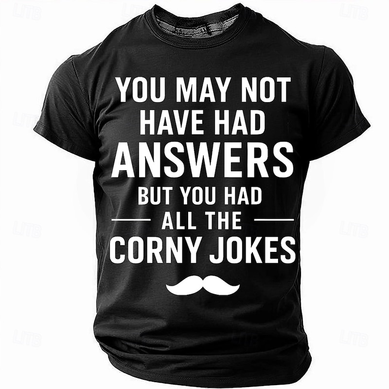 Men's Dad Jokes T Shirt Short Sleeve T shirt 3D Print Crew Neck Shirt Fashion Daily Basic Street Casual Daily Black White Red Summer Spring All Seasons Clothing Apparel S M L XL XXL XXXL3