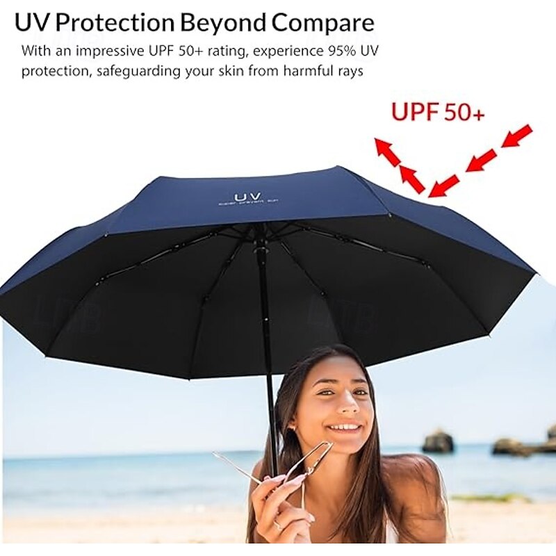 Sun Umbrella Anti-UV Parasol, Lightweight Compact Travel Umbrella for Women Men, Waterproof Folding Sunshade, Portable UV Protection Rain or Shine3