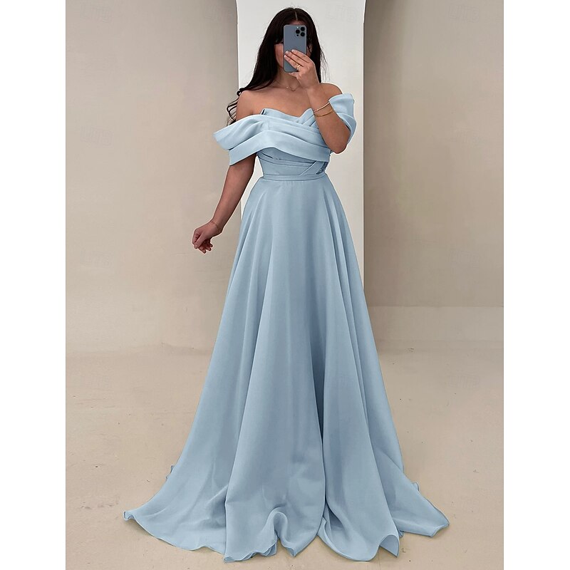A-Line Evening Gown Elegant Dress Formal Wedding Floor Length Sleeveless Strapless Satin with Ruched4