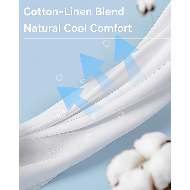 Men's Cotton Pants Pocket Drawstring Elastic Waist Plain Comfort Breathable Vacation Beach Boho Black White4