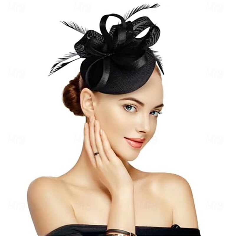 Fascinators for Women Tea Party Hat Handmade Headband Pillbox Derby Hat fFr Wedding Church Bridal Cocktail Feathers Hair Clip (Bean Green)3