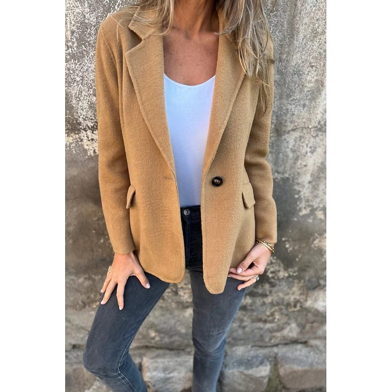 Women's Blouse Plain Modern Casual Long Sleeve Shirt Collar Regular Tops Holiday Going out Buttons Pocket Black Yellow Pink Camel Purple Summer3