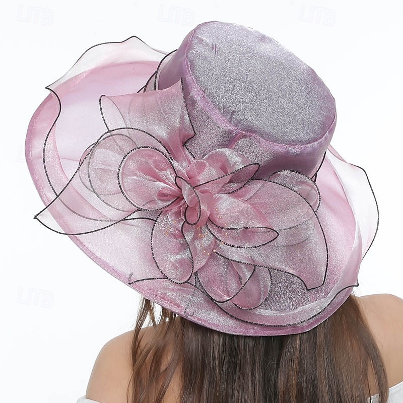 Kentucky 2025 Derby Hat for Women Ladies Organza Fascinator Easter Tea Party Bridal Church Sunday Sun Hat4