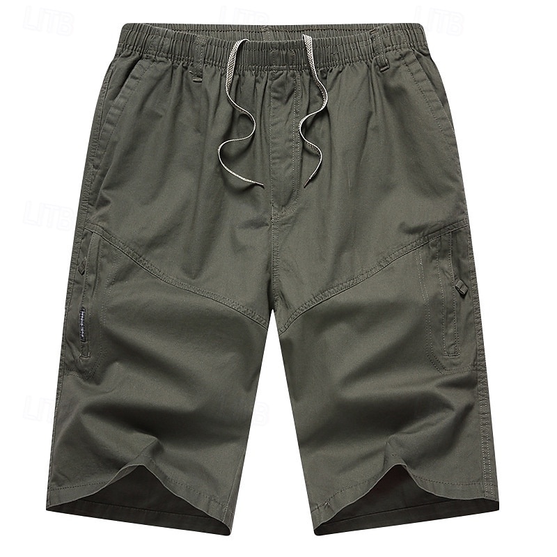 Men's Running Shorts Cargo Shorts Hiking Shorts Military Summer Outdoor Regular Fit Comfortable Shorts Drawstring Elastic Waist Dark Grey Yellow Cotton Hunting Climbing Camping / Hiking / Caving L XL3