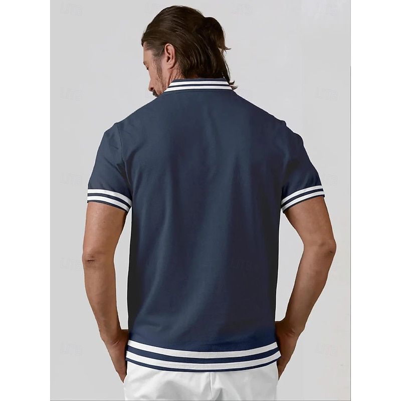 Men's Golf Polo Shirt Dark Navy Dark Green Short Sleeve Golf Attire Clothes Outfits Wear Apparel3