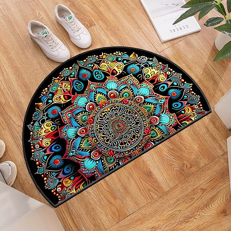 Vintage Floral Semi-round Doormat Kitchen Mat Floor Mat Non-Slip Area Rug Oil Proof Rug Indoor Outdoor Mat Bedroom Decor Bathroom Mat Entrance Rug Spring Summer4