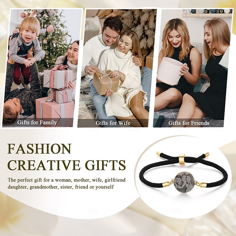 Personalized Braided Rope Bracelet Custom Engraved with Photo, Gift for Lover, Parents, Friends, Bestie, Ideal for Mother's Day, Father's Day, Graduation, Valentine's Day, Anniversary, Birthday2