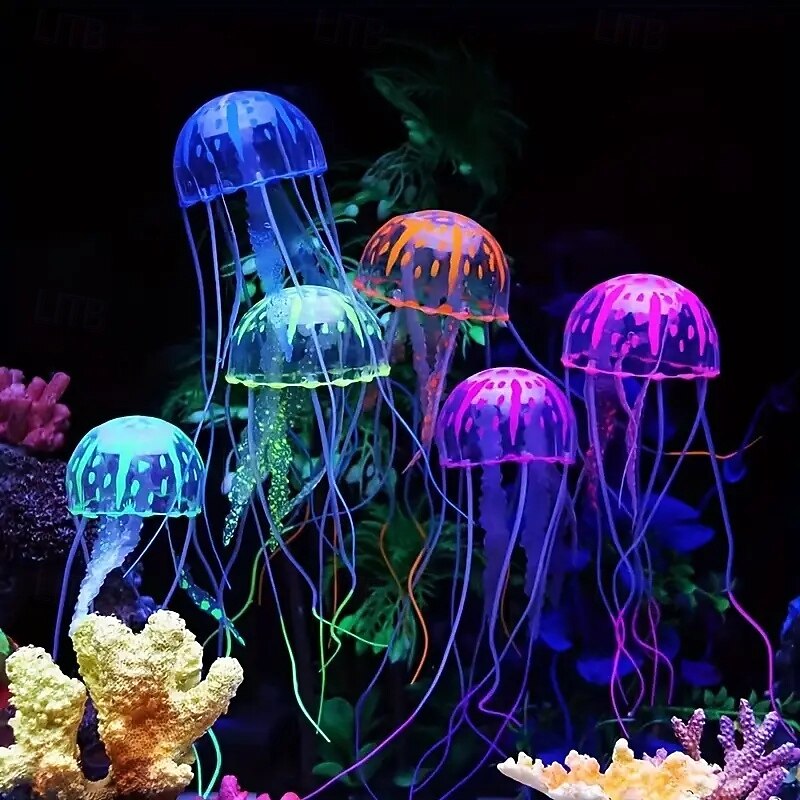 1Pcs Artificial Vivid Jellyfish Silicone Fish Tank Decoration Aquarium Decoration Fish Tank Simulation Coral Plant Decoration2