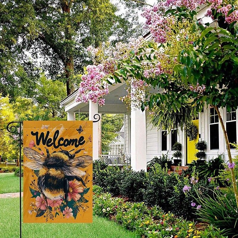 Summer Bees Garden Flag 12 x 18 Inch Yard Patio Flags, Small Garden Flags for Outside, Outdoor Flags, Holiday Garden Flags2