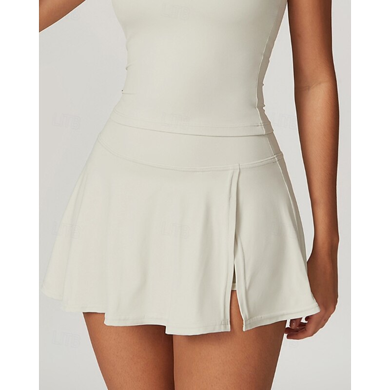 Women's Solid Colored Tennis Skirts Tennis Skirts with Shorts Split Moisture Wicking Tennis Golf Pickleball Bottoms Black Ivory Pink Tennis Clothing3