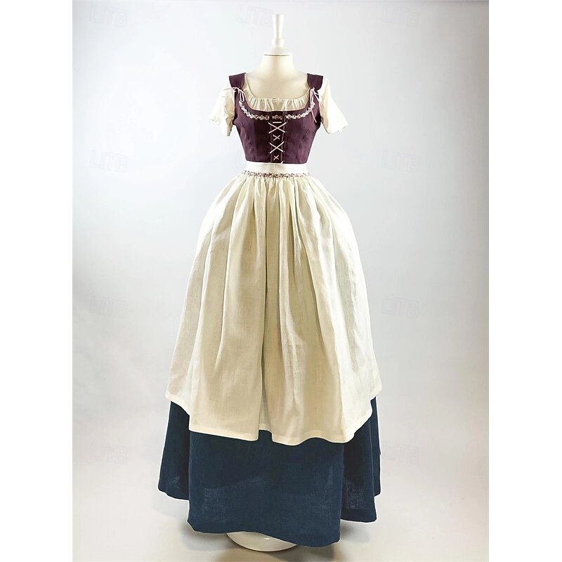 Medieval Renaissance Dress Prom Dresses Gown Maid Costume Viking Fancy Dress Women's Royal Halloween Carnival Masquerade Performance LARP Ren Faire Adults' Dress