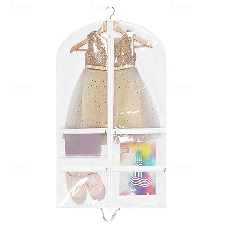 Dance Costume Bags Garment Bag 40 Inch Hanging Clothes for Dance Competitions, with 3 Medium Clear Zipper Pockets for Dance Costumes, Closet Storage4