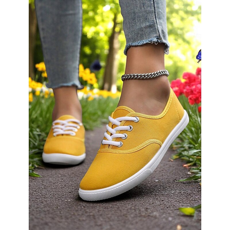 Women's Canvas Sneakers – Lightweight Lace-Up Casual Shoes for Spring Outings, Street Style, and Everyday Comfort3