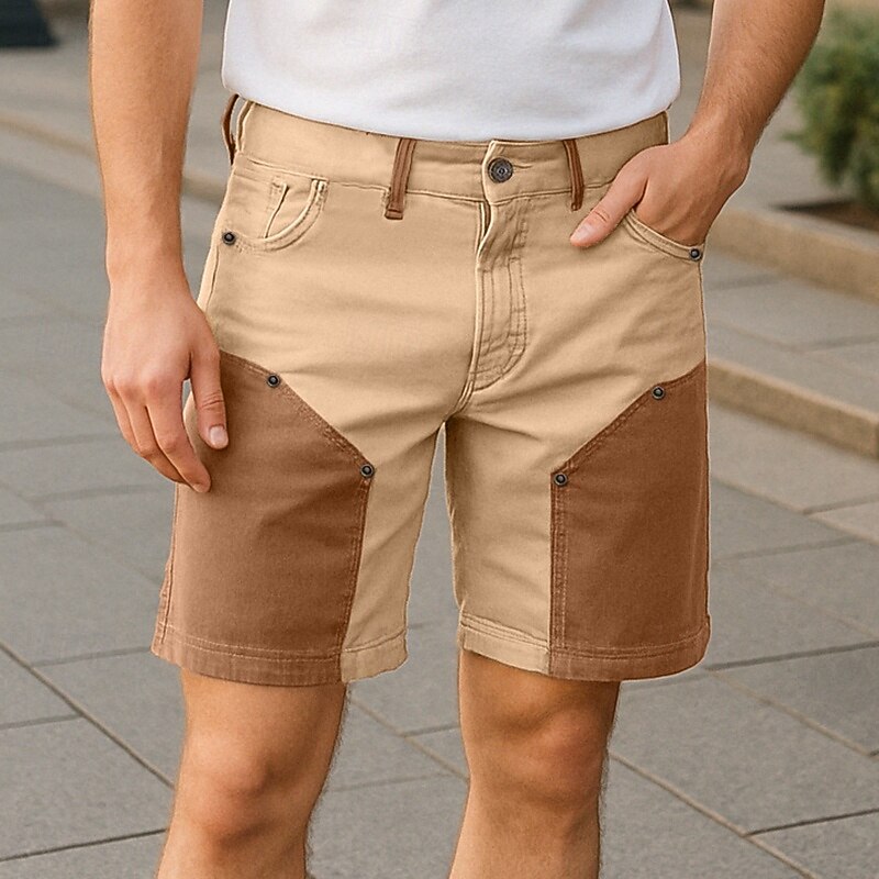 Men's Cargo Shorts Outdoor Shorts Bermuda shorts Beach Shorts Casual Shorts Pocket Straight Leg Color Block Breathable Moisture Wicking Knee Length Work Casual Daily Fashion Streetwear Khaki
