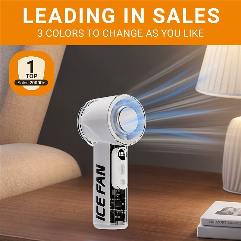 Portable Handheld Fan with 100-Speed Adjustment, LED Display, AI Temp Control, 3000mAh Battery, USB Rechargeable Mini Fan, 12000RPM Quiet Motor, Compact Design for Travel & Summer2